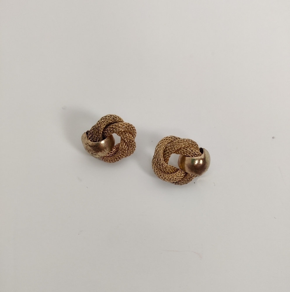 Elegant Gold-Tone Rope Knot Stud Earrings
